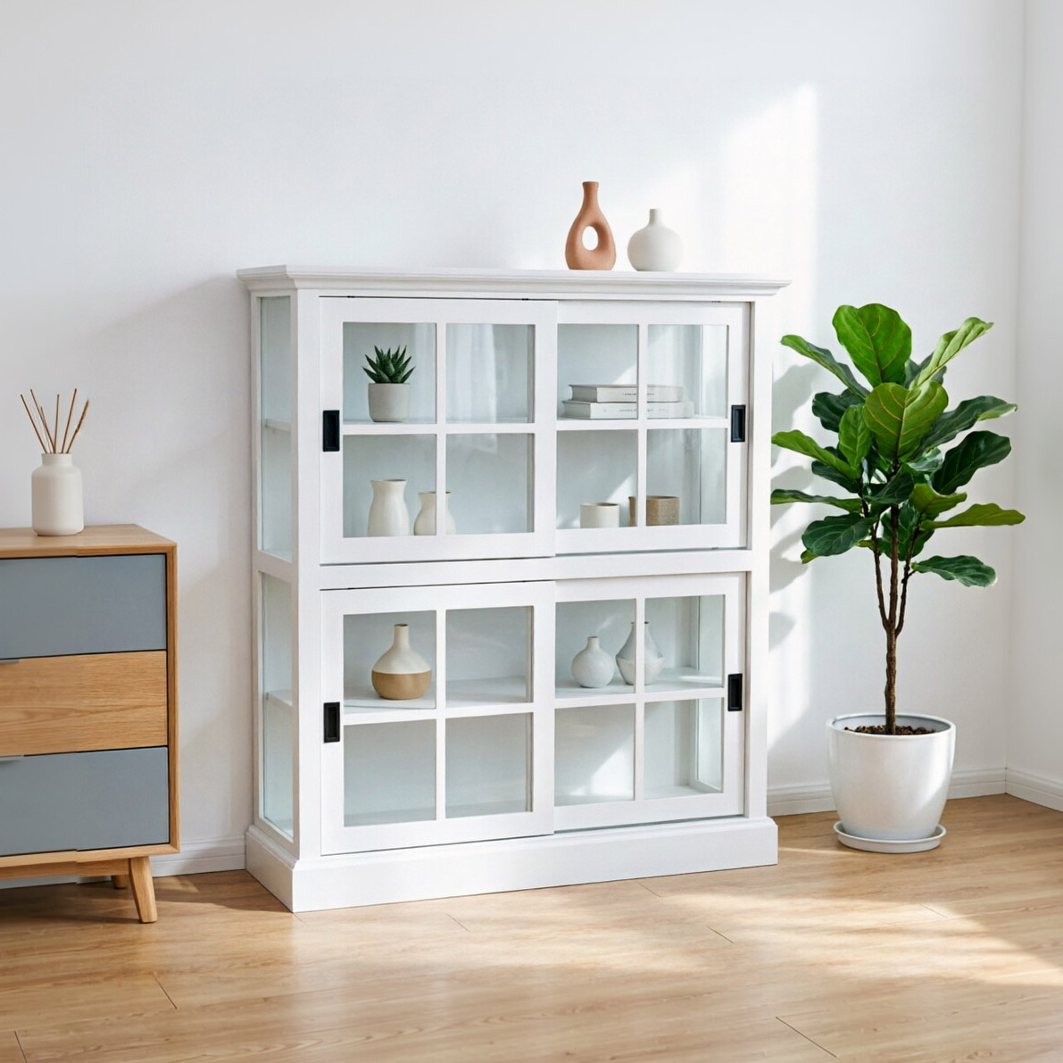 sWhite Double-Door Cabinet